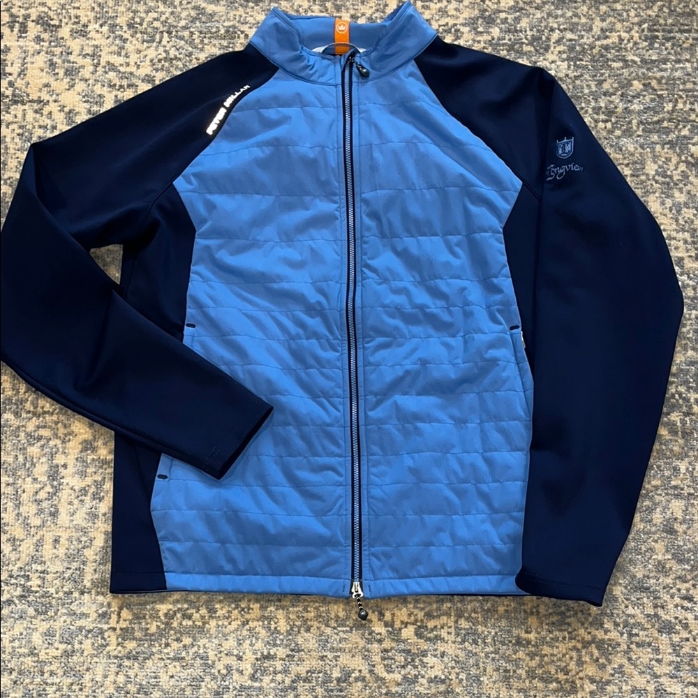Peter Millar Two-Tone Light Blue and Navy Zip Jacket